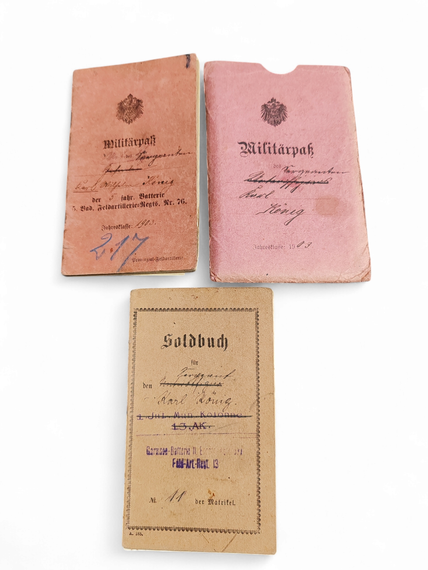 militaria : Militarpass Allemand 14-18 5.Bad.Feldartillerie 76