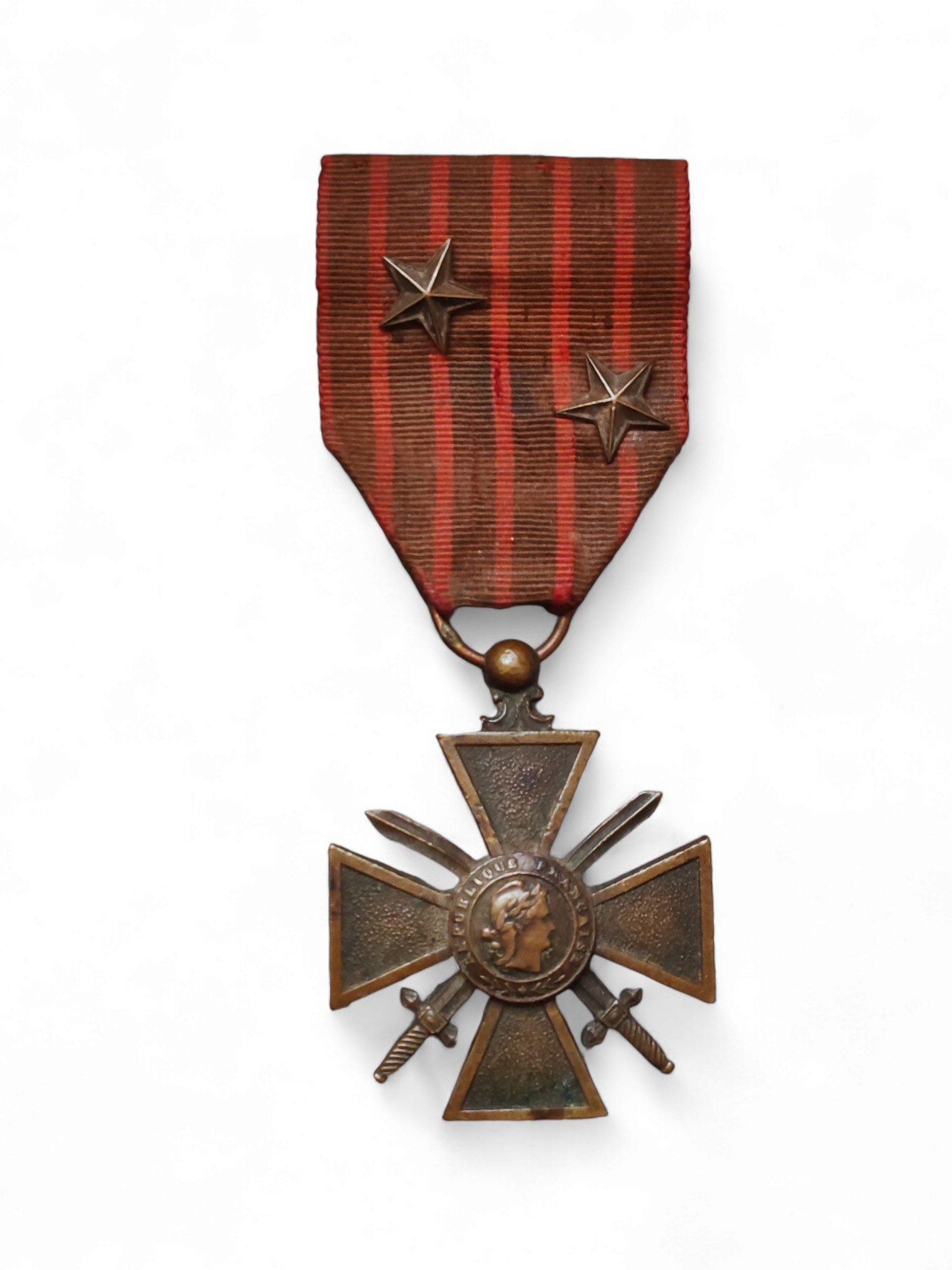 militaria : Croix de guerre française 14 18 avec 2 étoiles